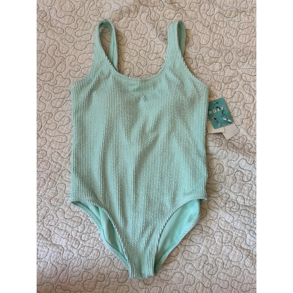 Roxy‎ Girl Mint Green Smocked One Piece Swimsuit Size 14